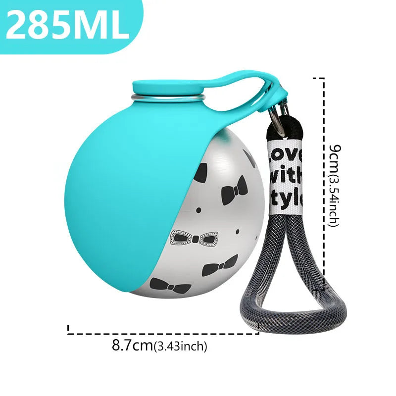 Portable Dog Water Bottle Foldable Pet Travel Cup Outdoor Walking Dog Travel Water Bottle-Stainless Steel Bottle & Silicone Bowl