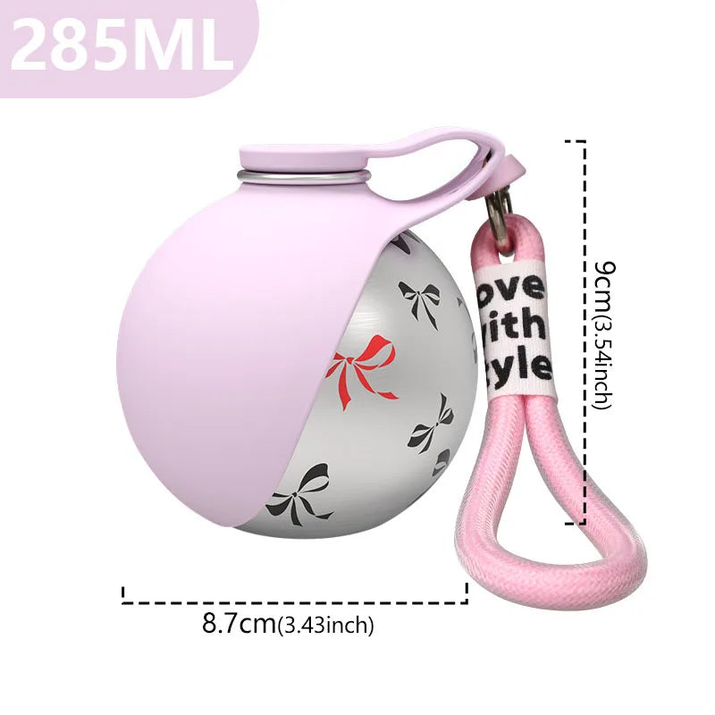 Portable Dog Water Bottle Foldable Pet Travel Cup Outdoor Walking Dog Travel Water Bottle-Stainless Steel Bottle & Silicone Bowl