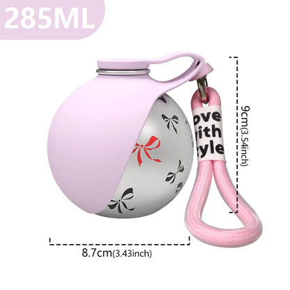 Portable Dog Water Bottle Foldable Pet Travel Cup Outdoor Walking Dog Travel Water Bottle-Stainless Steel Bottle & Silicone Bowl