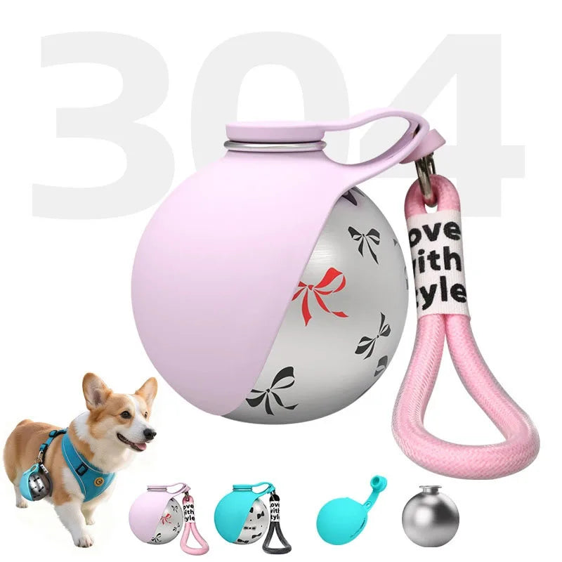 Portable Dog Water Bottle Foldable Pet Travel Cup Outdoor Walking Dog Travel Water Bottle-Stainless Steel Bottle & Silicone Bowl
